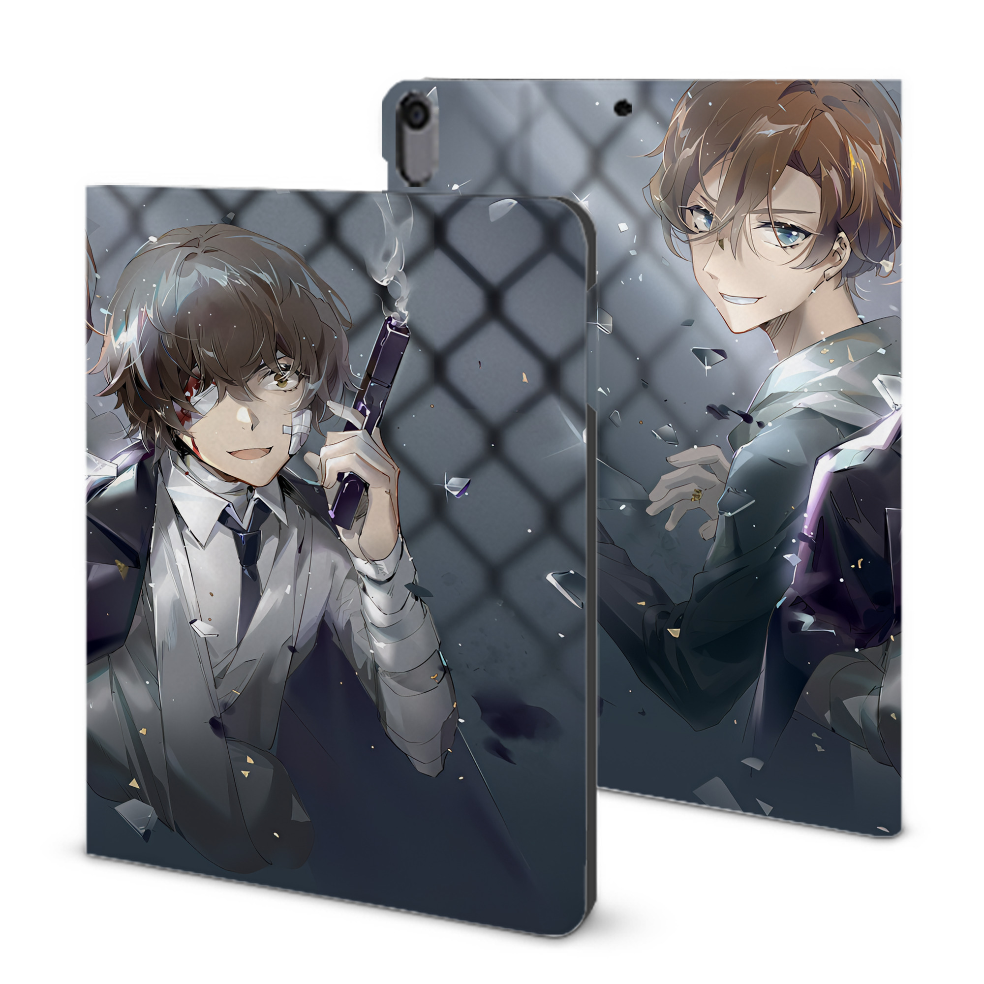 （画像用） 文豪ストレイドッグス Bungo Stray Dogs IPad ケース ブック型 PUレザー TPU 耐衝撃 軽量 薄型 ペン収納なし 全面保護 IPad 各モデル対応